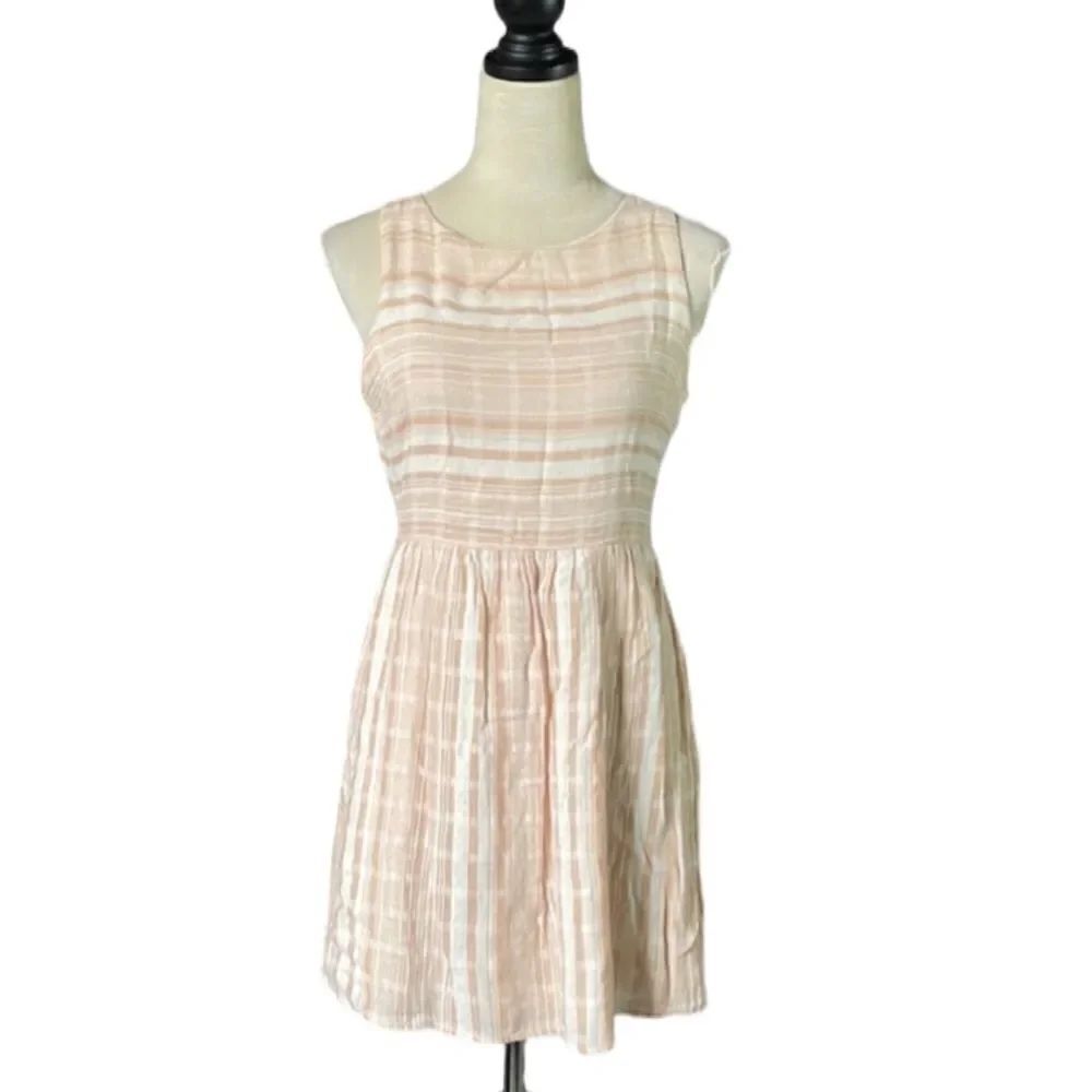 One Clothing Peach and Off White Fit & Flare Dress (Size: Medium)